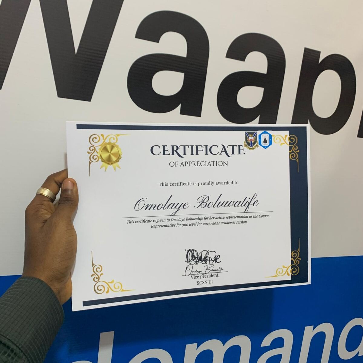 Custom certificate printed by Waaprint
