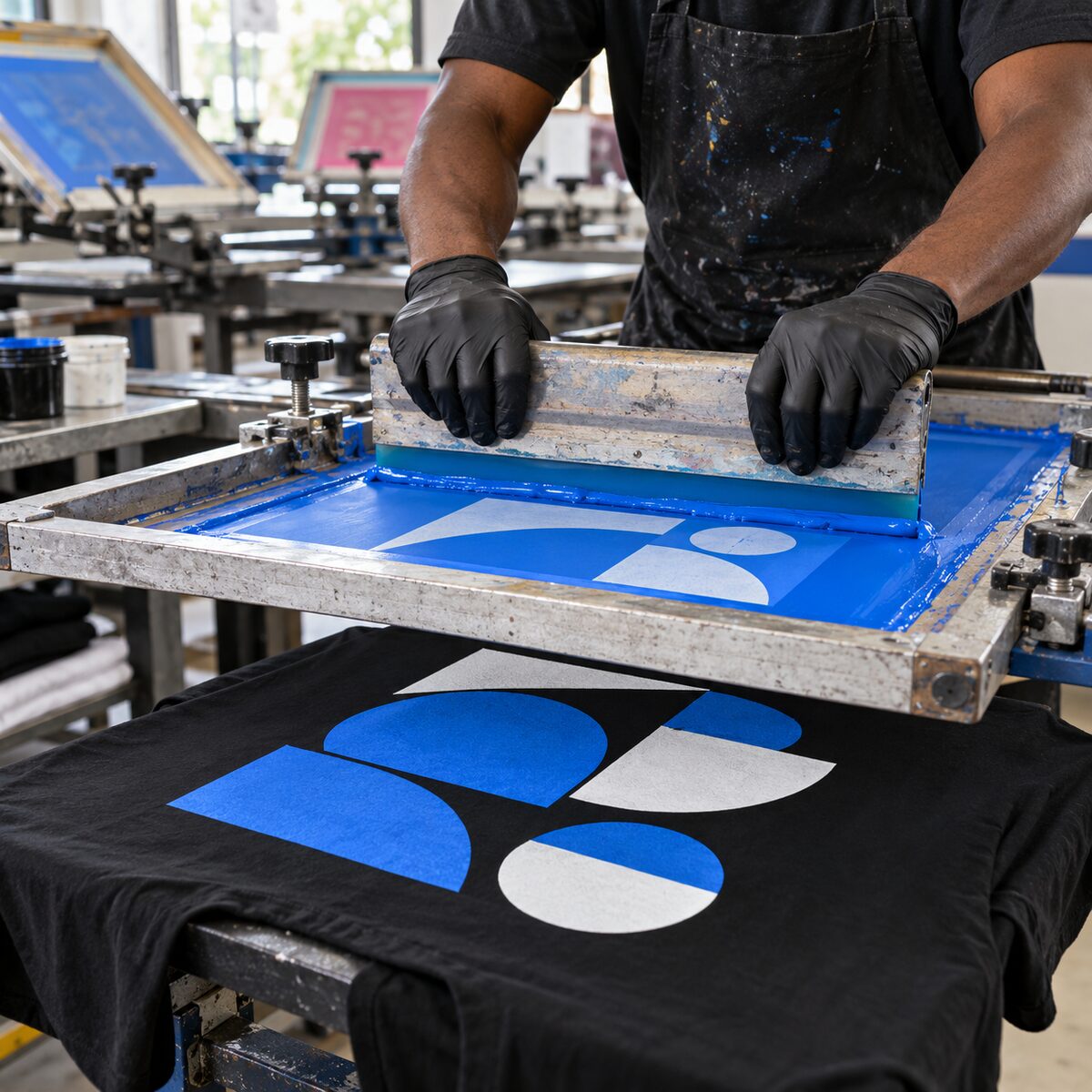 Screen printing T-shirts at Waaprint